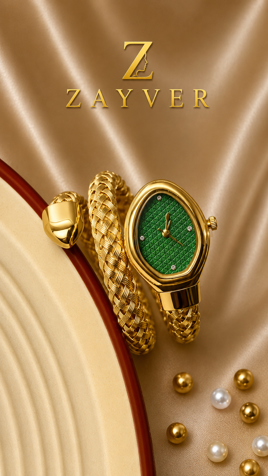 Zaria Luxe Watch Gold With Green dial