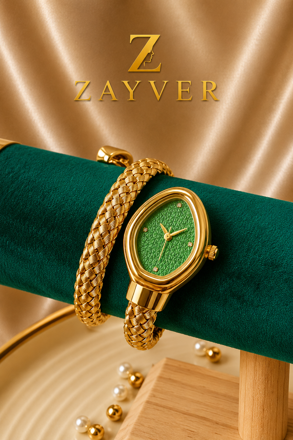 Zaria Luxe Watch Gold With Green dial