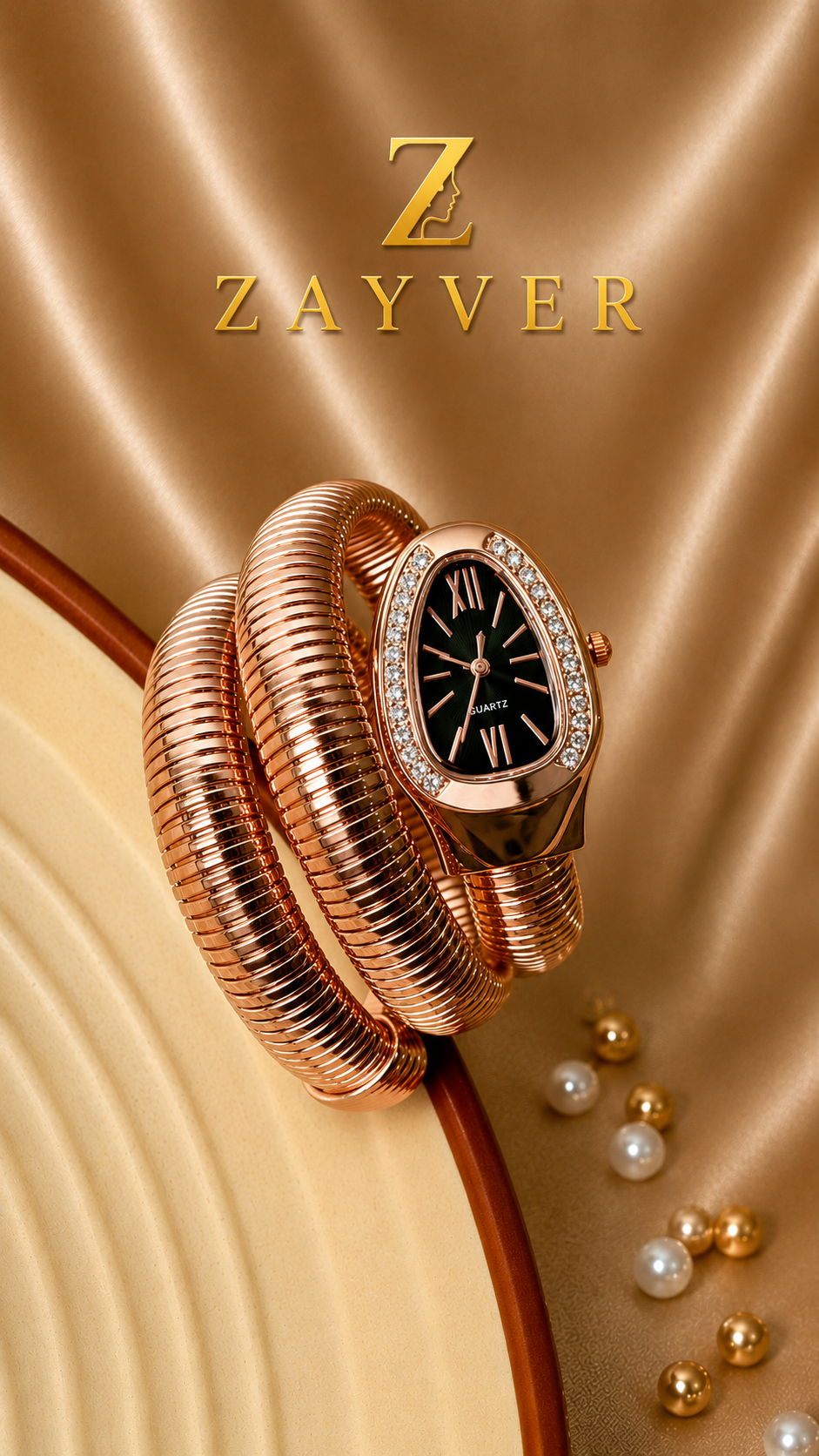 Zaria Luxe Watch Rose gold With Black Dial