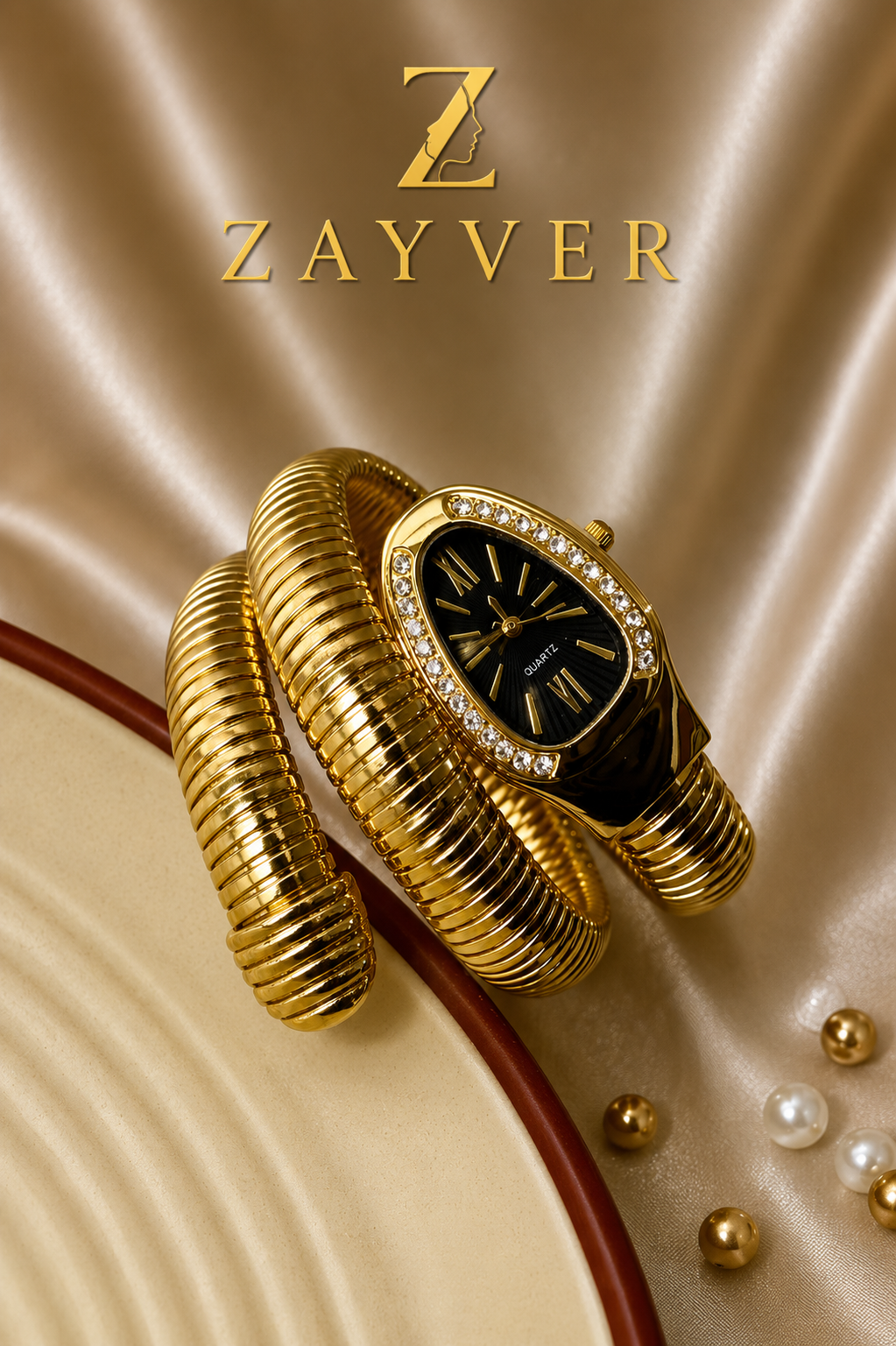 Zaria Luxe Watch Gold With Black dial