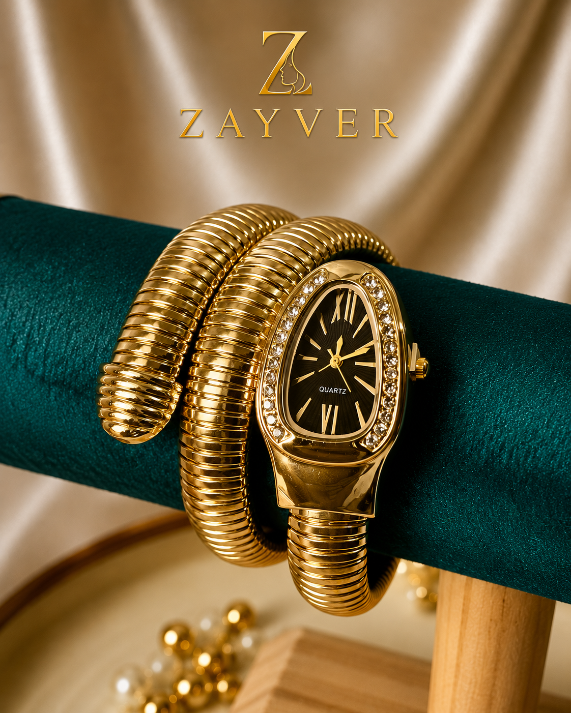 Zaria Luxe Watch Gold With Black dial